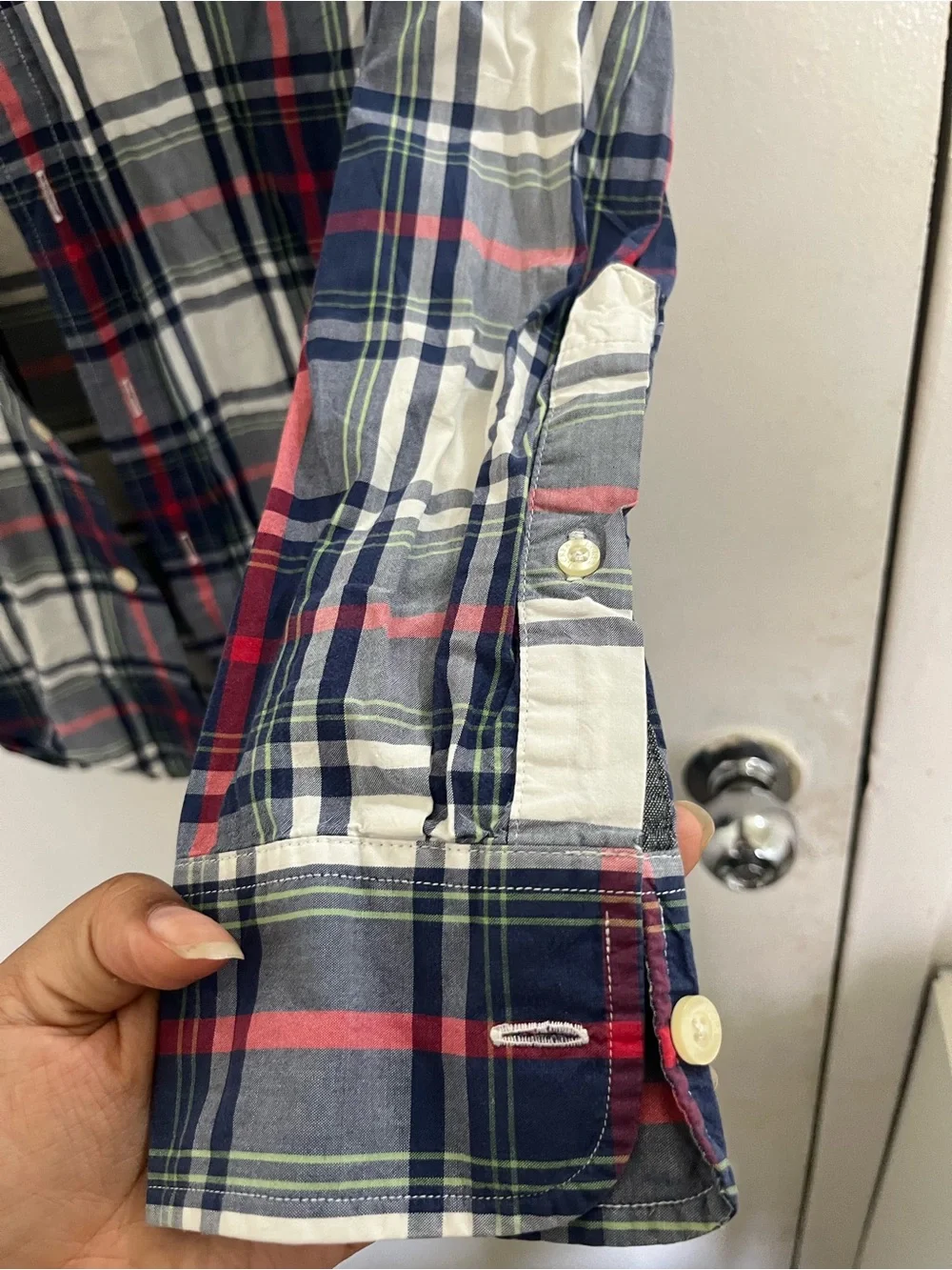 J. Crew Plaid Button-Down Shirt in Navy, White & Red